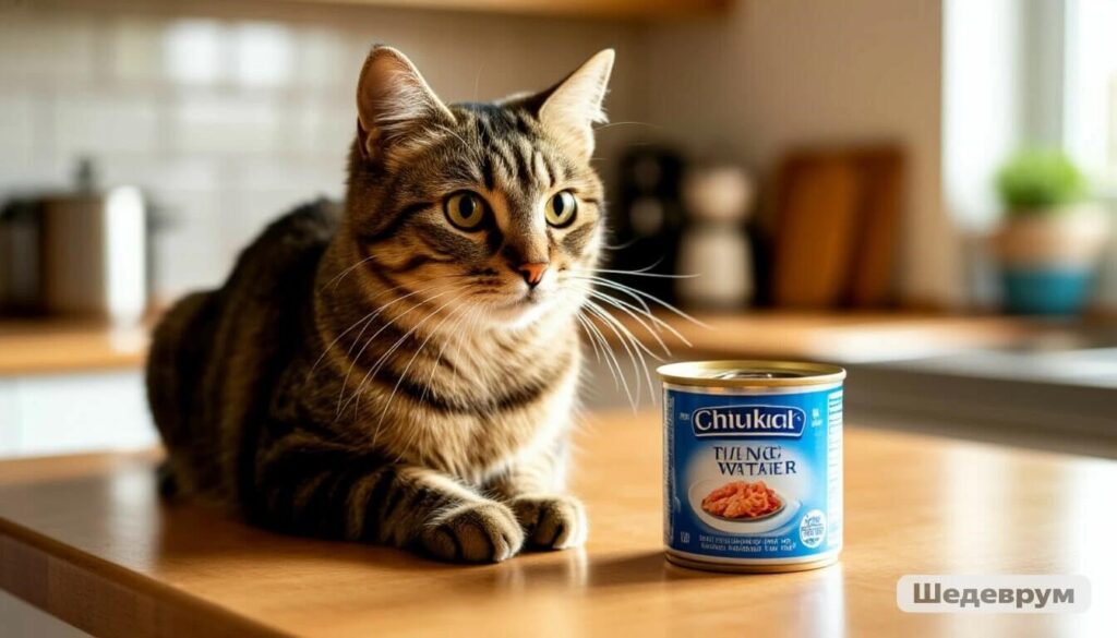 Cat sniffing a can of tuna – can cats eat tuna every day? No, it's not safe.