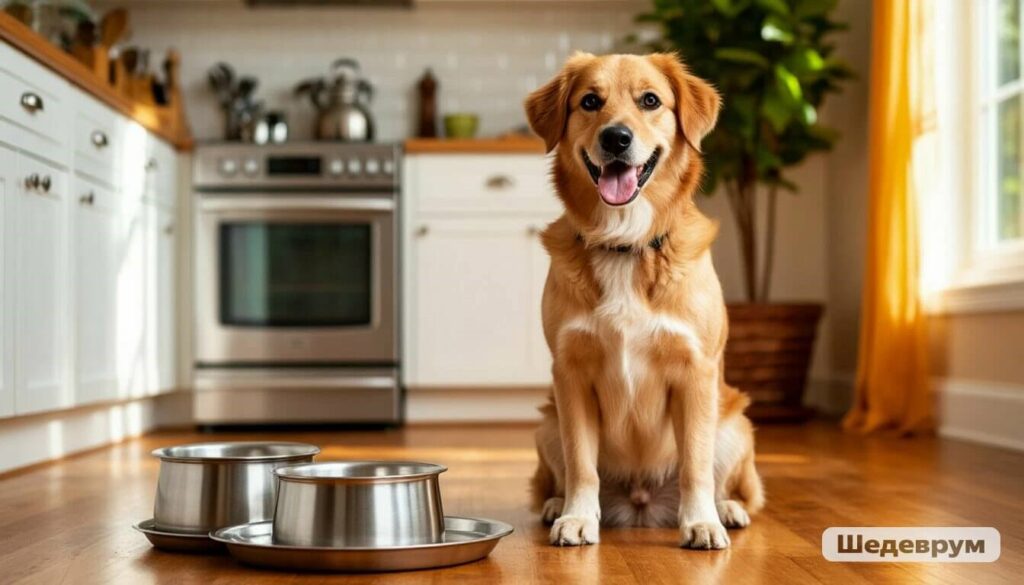 Dog waiting by its bowl – how often should you feed a dog? A guide to mealtime schedules.