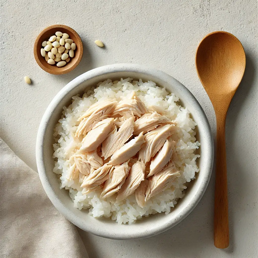 Shredding cooked chicken breast for a dog's bland diet