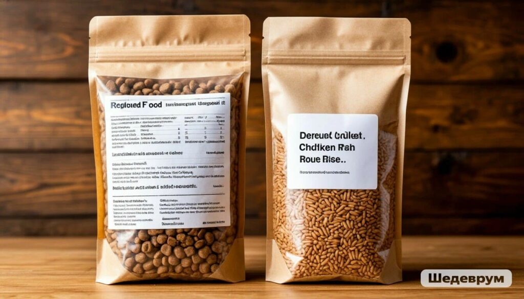 Comparison of poor vs high-quality dog food labels