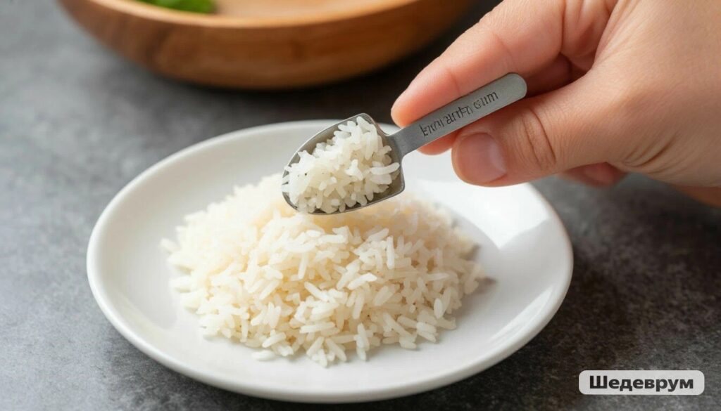 Veterinarian measuring a precise teaspoon of rice for a cat