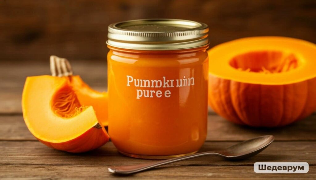 Can of pure pumpkin puree and fresh pumpkin for cats