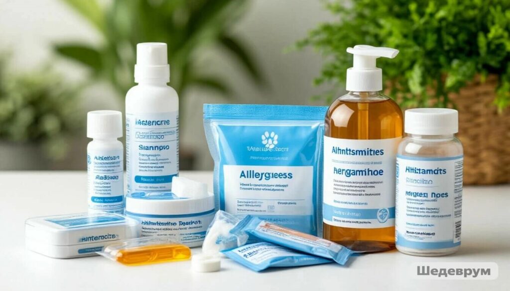 Dog allergy treatment products: medications, shampoo, supplements