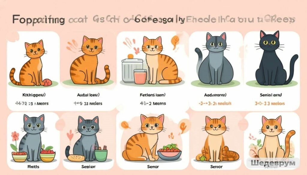 Cat feeding schedule by age infographic