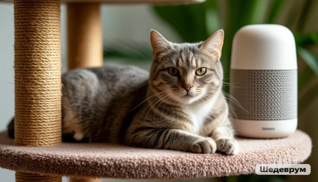 Cat relaxed at home with pheromone diffuser
